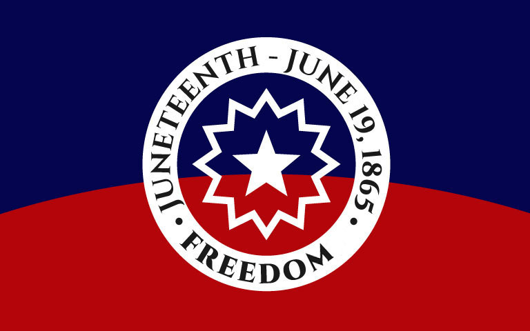 Juneteenth flag that reads Juneteenth - June 19, 1865 - Freedom